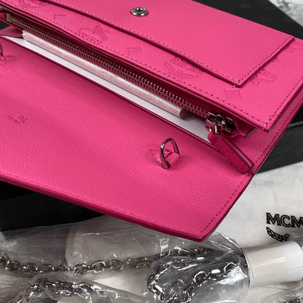 MCM large wallet crossbody two fold pink purse - Picture 8 of 11